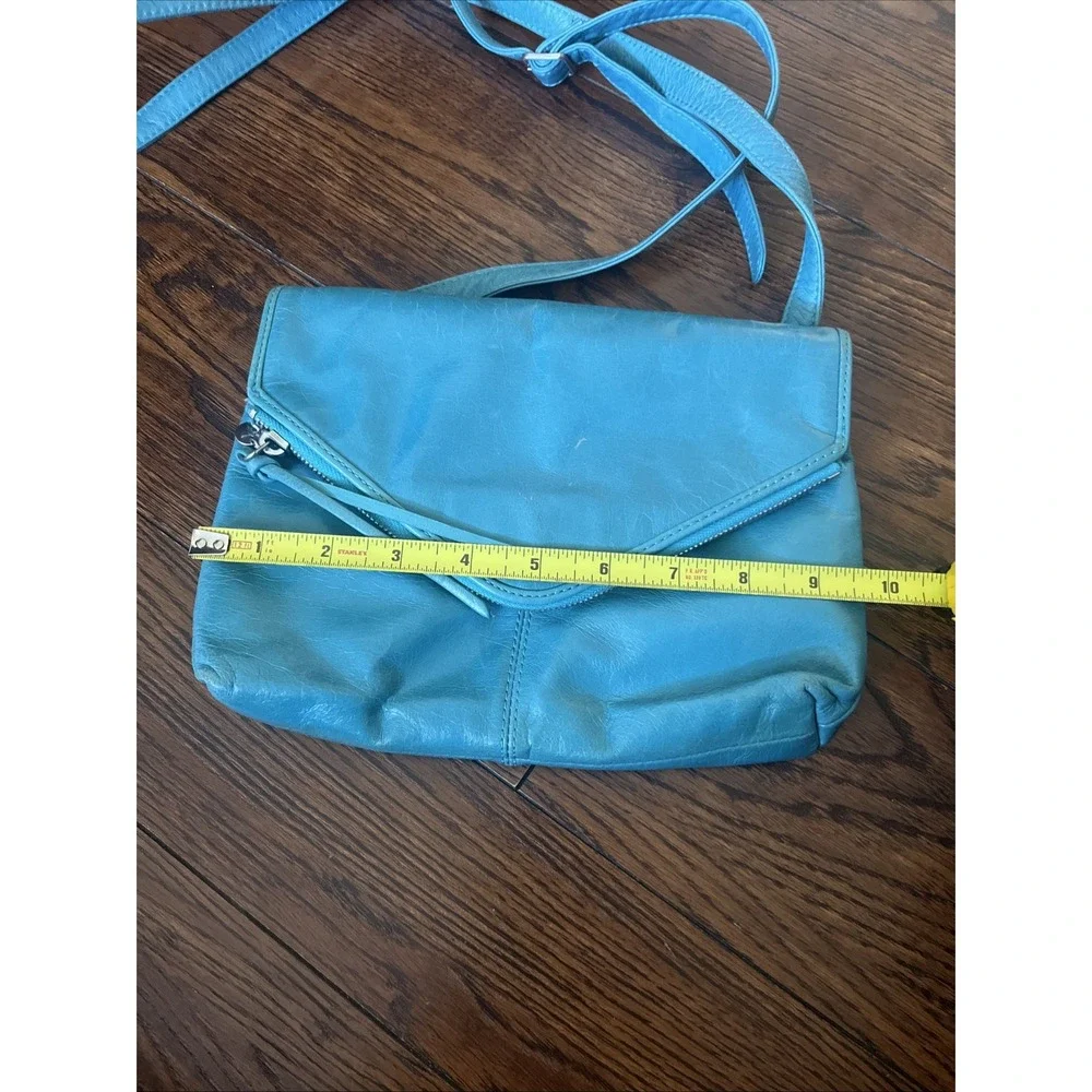 Hobo International Turquoise Leather Crossbody Small Zip Flap Purse Boho Chic